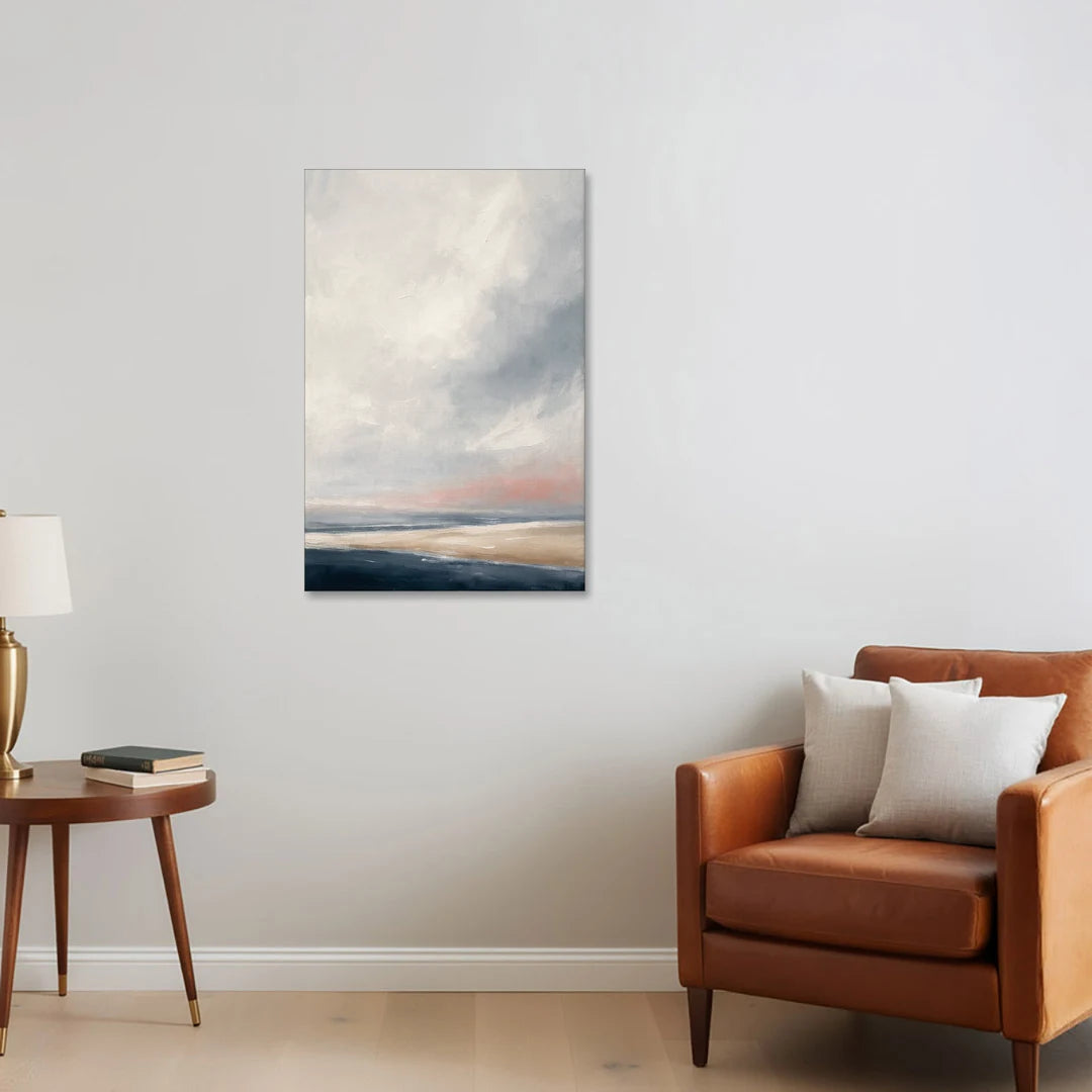 Minimalist Abstract Chalk Sky Over a Sandbar - Canvas Wall Art - Sofa - 24x36