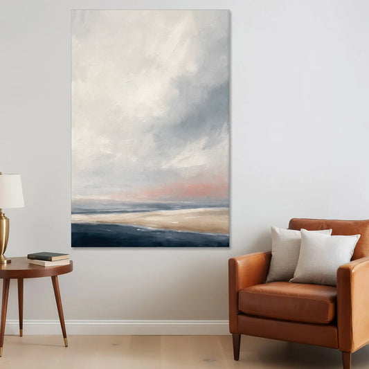 Minimalist Abstract Chalk Sky Over a Sandbar - Canvas Wall Art - Sofa - 40x60