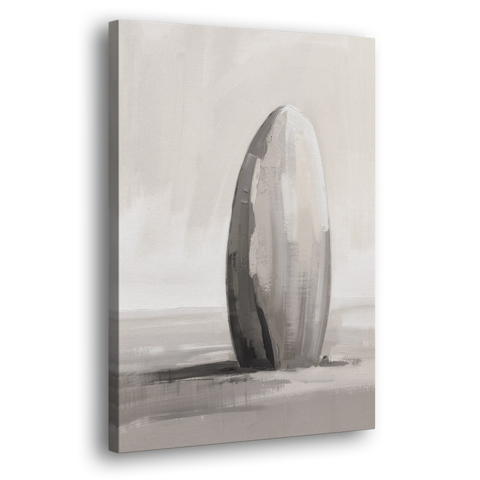 Minimalist Bedroom Standing Stone in Mist - Canvas Wall Art - Side