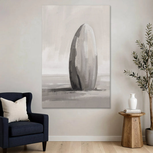 Minimalist Bedroom Standing Stone in Mist - Canvas Wall Art - Sofa - 40x60