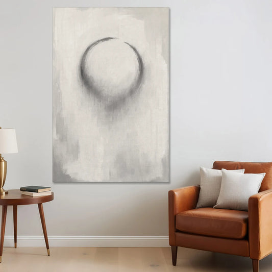 Minimalist Black and White Dissolving Charcoal Circle - Canvas Wall Art - Sofa - 40x60