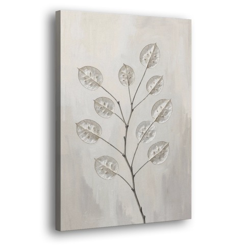 Minimalist Botanical Wall Art with Honesty Seed Pods - Canvas Wall Art - Side