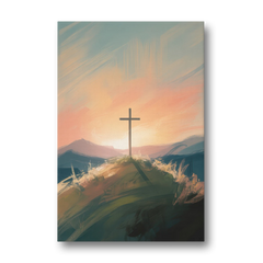 Minimalist Christian Cross on Hill - Canvas Wall Art - Front