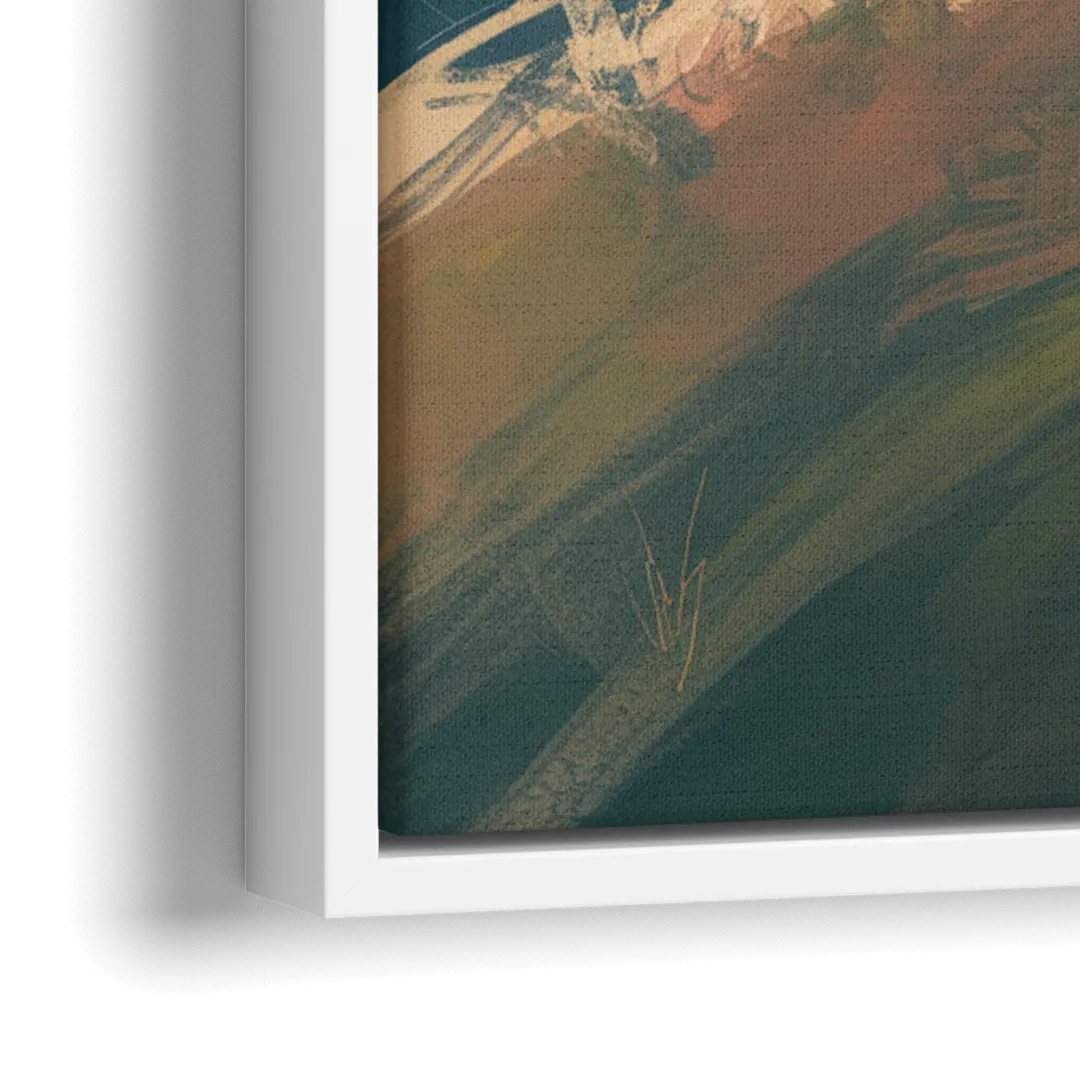 Minimalist Christian Cross on Hill - Close-Up White Frame Canvas