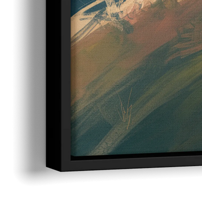 Minimalist Christian Cross on Hill - Close-Up Black Frame Canvas