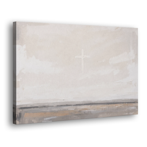 Minimalist Christian Wall Art with a Misty Cross - Canvas Wall Art - Side