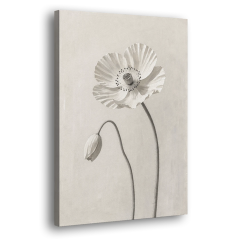 Minimalist Flower Wall Art of a Poppy and Bud - Canvas Wall Art - Side