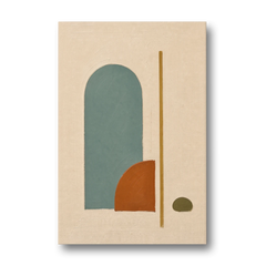 Minimalist Geometric Teal Arch with Terracotta Half-Circle - Canvas Wall Art - Front
