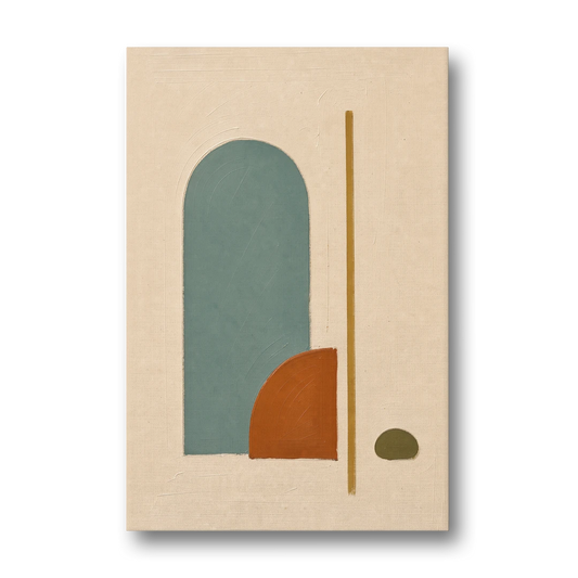 Minimalist Geometric Teal Arch with Terracotta Half-Circle - Canvas Wall Art - Front