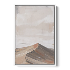 Minimalist Landscape Wall Art of a Sand Dune Ridge - White Framed Canvas Wall Art - Front