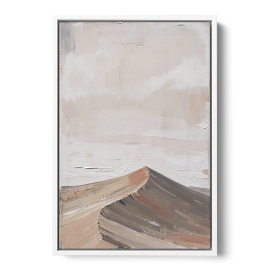 Minimalist Landscape Wall Art of a Sand Dune Ridge - White Framed Canvas Wall Art - Front