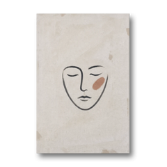 Minimalist Line Art Face with Terracotta Blush - Canvas Wall Art - Front