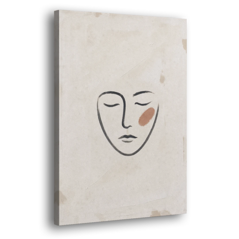 Minimalist Line Art Face with Terracotta Blush - Canvas Wall Art - Side