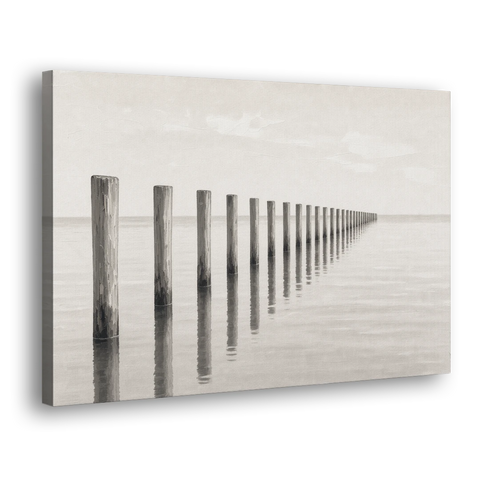 Minimalist Office Wall Art of Old Pier Pilings - Canvas Wall Art - Side