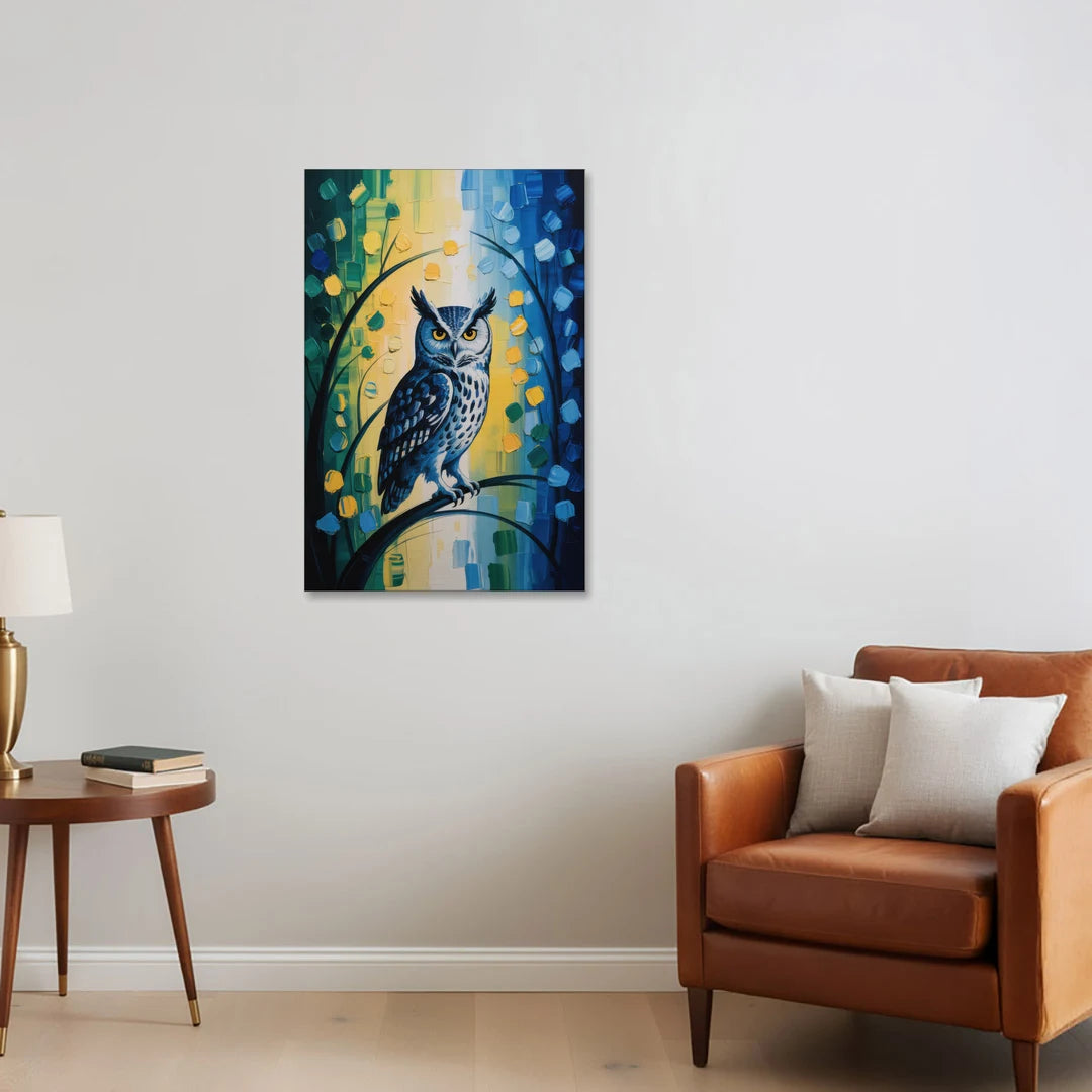 Minimalist Owl Silhouette - Canvas Wall Art - Sofa - 24x36