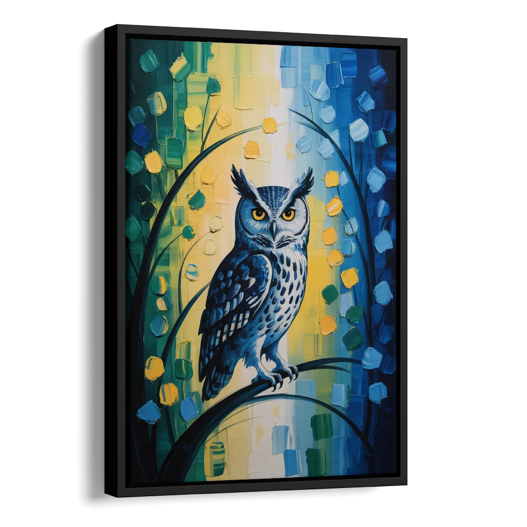 Minimalist Owl Silhouette Side - Black Canvas Wall Art