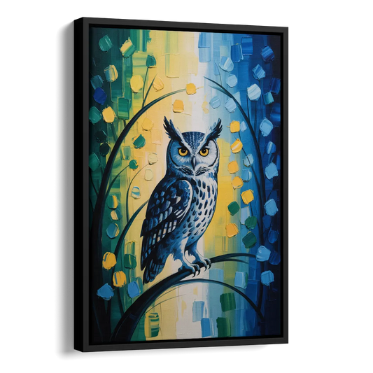 Minimalist Owl Silhouette Side - Black Canvas Wall Art