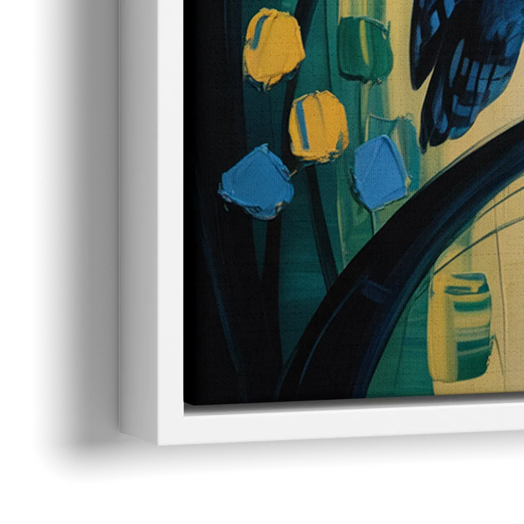 Minimalist Owl Silhouette - Close-Up White Frame Canvas