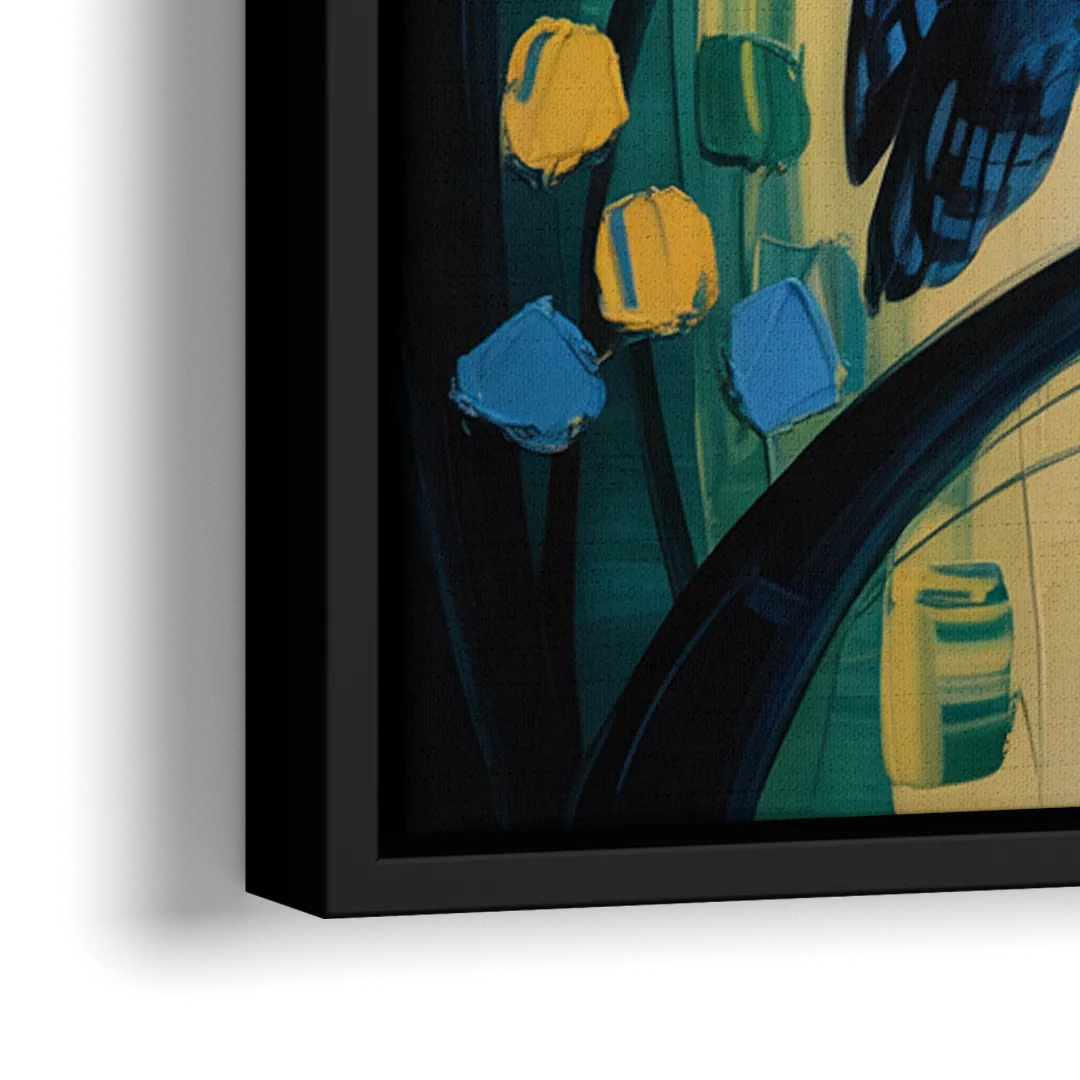 Minimalist Owl Silhouette - Close-Up Black Frame Canvas