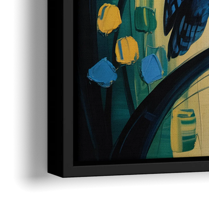 Minimalist Owl Silhouette - Close-Up Black Frame Canvas