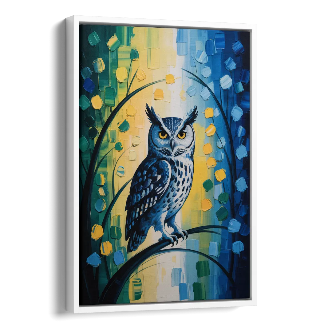 Minimalist Owl Silhouette Side - White Canvas Wall Art