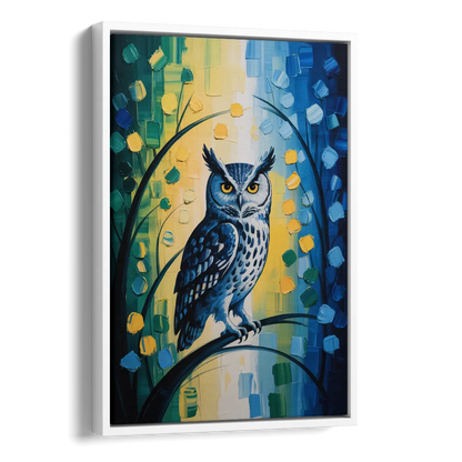Minimalist Owl Silhouette Side - White Canvas Wall Art