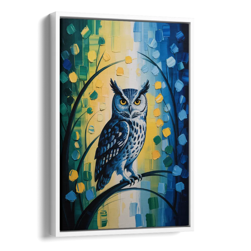 Minimalist Owl Silhouette Side - White Canvas Wall Art
