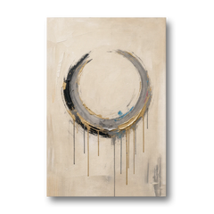 Minimalist Textured Gilded Enso Circle - Canvas Wall Art - Front