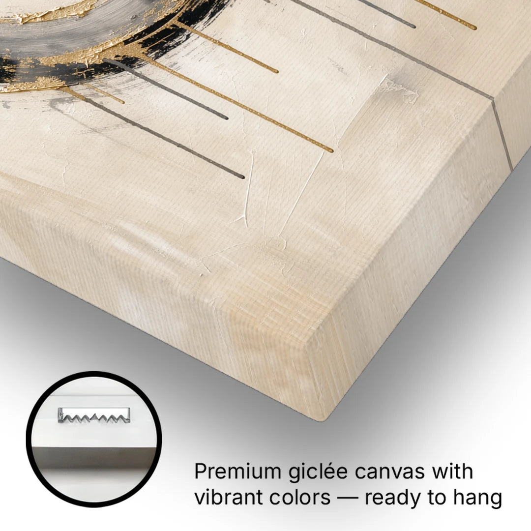 Minimalist Textured Gilded Enso Circle - Canvas Wall Art - Gallery Wrap Corner