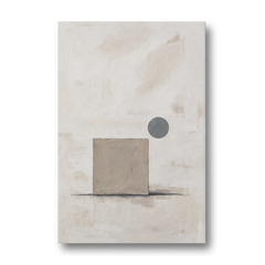 Minimalist Wall Decor with Driftwood Square and Slate Circle - Canvas Wall Art - Front