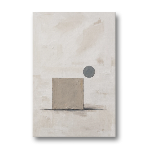 Minimalist Wall Decor with Driftwood Square and Slate Circle