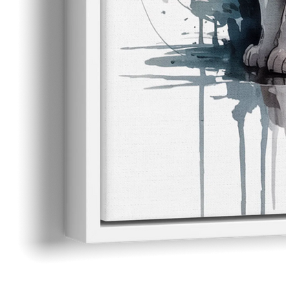 Minimalist White Cat - Close-Up White Frame Canvas