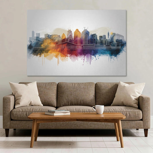Minneapolis Downtown Cityscape - Canvas Wall Art - Sofa - 60x40
