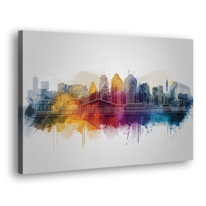 Minneapolis Downtown Cityscape Side - Canvas Wall Art