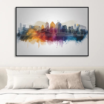 Minneapolis Downtown Cityscape Sitting Room - Black Canvas Wall Art