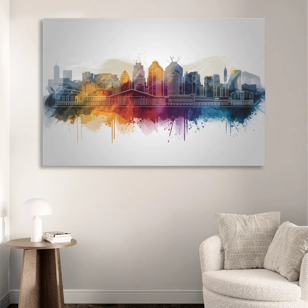 Minneapolis Downtown Cityscape Living Room - Canvas Wall Art