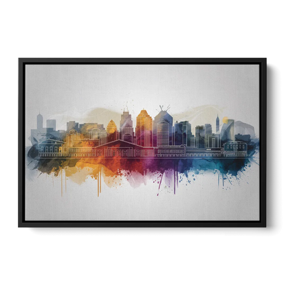 Minneapolis Downtown Cityscape Front - Black Canvas Wall Art