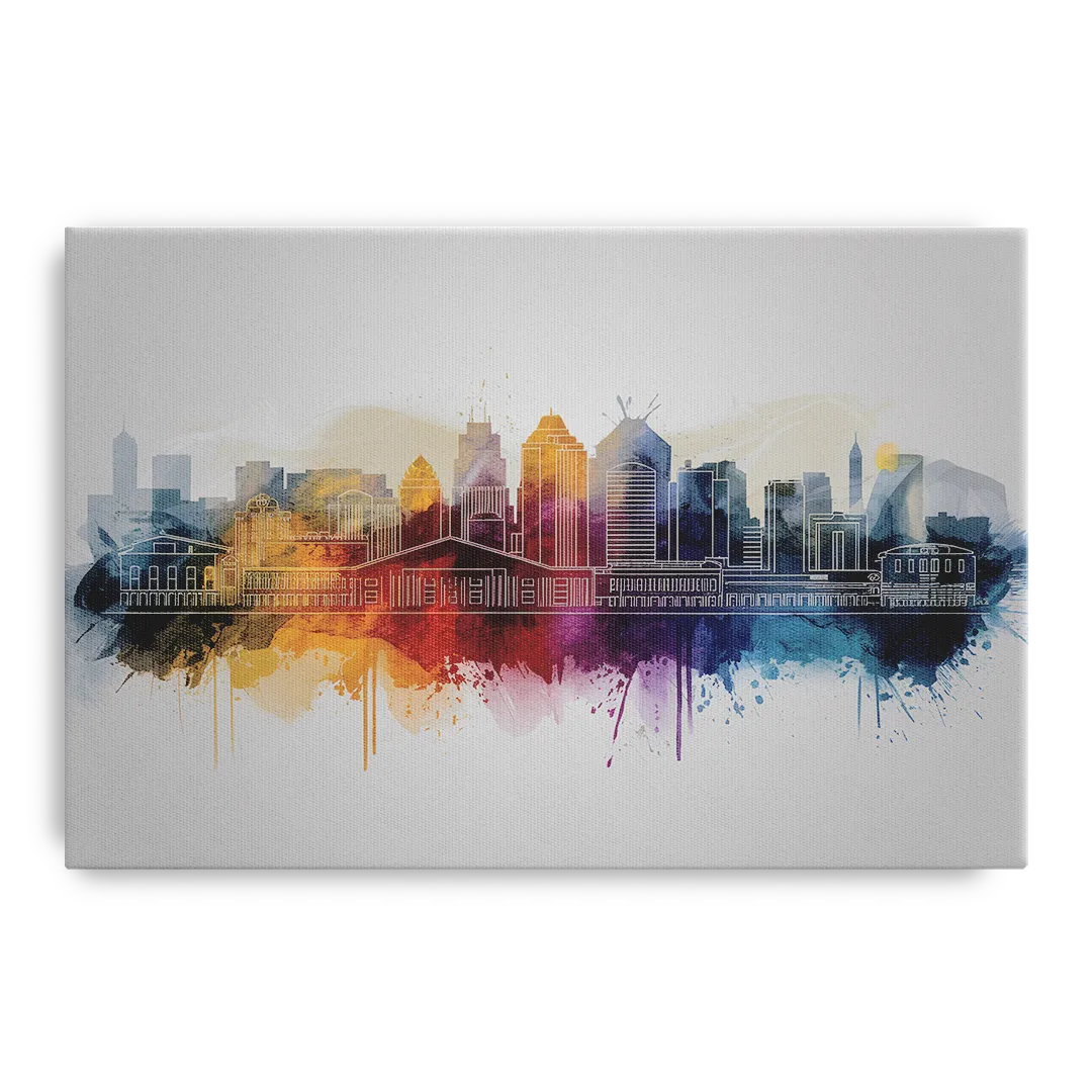 Minneapolis Downtown Cityscape Front - Canvas Wall Art