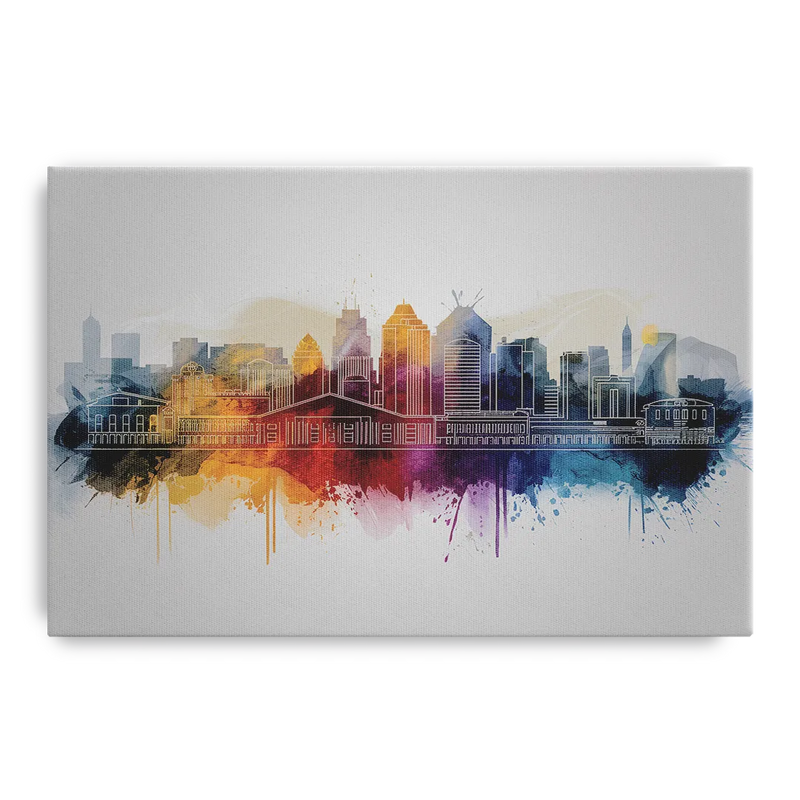 Minneapolis Downtown Cityscape Front - Canvas Wall Art
