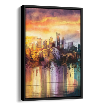 Minneapolis Historic Mill District Side - Black Canvas Wall Art