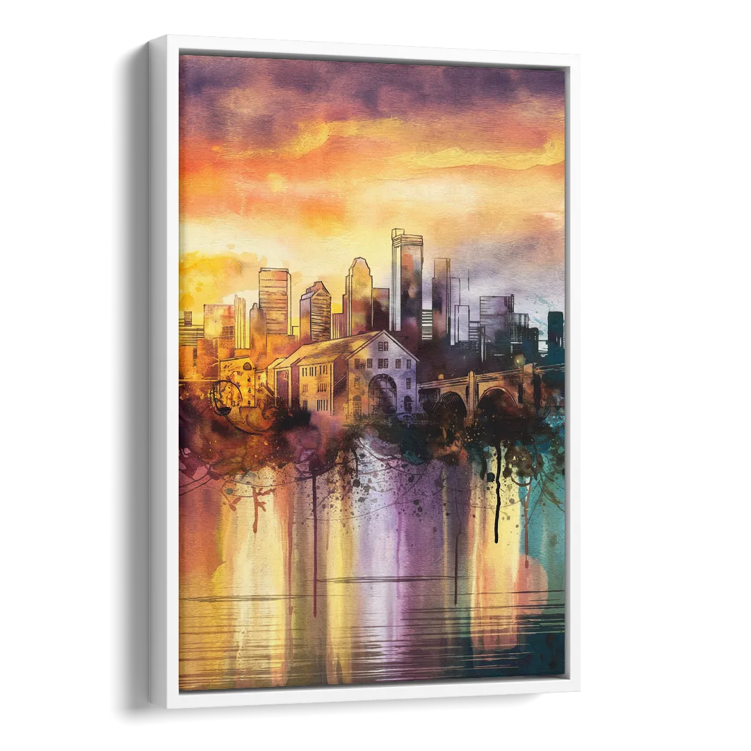 Minneapolis Historic Mill District Side - White Canvas Wall Art