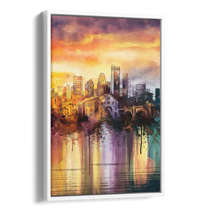 Minneapolis Historic Mill District Side - White Canvas Wall Art