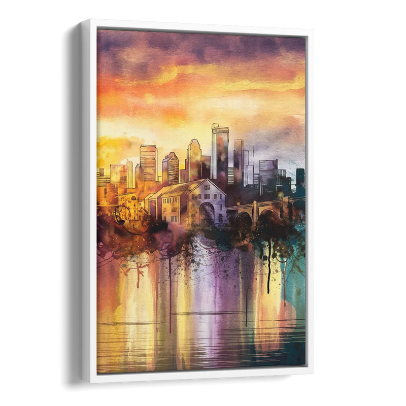Minneapolis Historic Mill District Side - White Canvas Wall Art