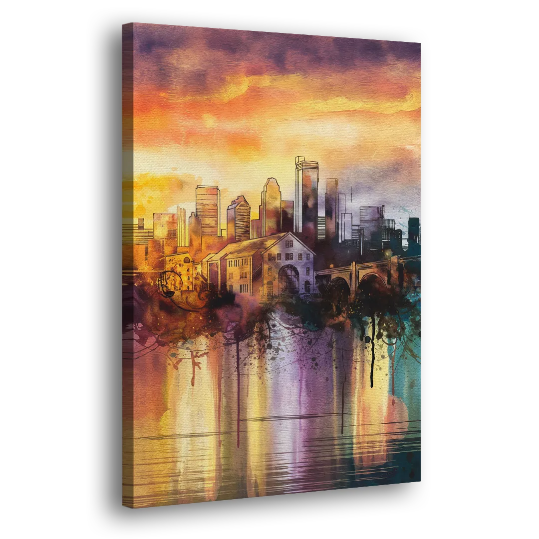 Minneapolis Historic Mill District Side - Canvas Wall Art