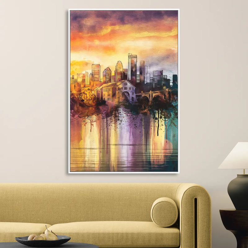 Minneapolis Historic Mill District Living Room - White Canvas Wall Art
