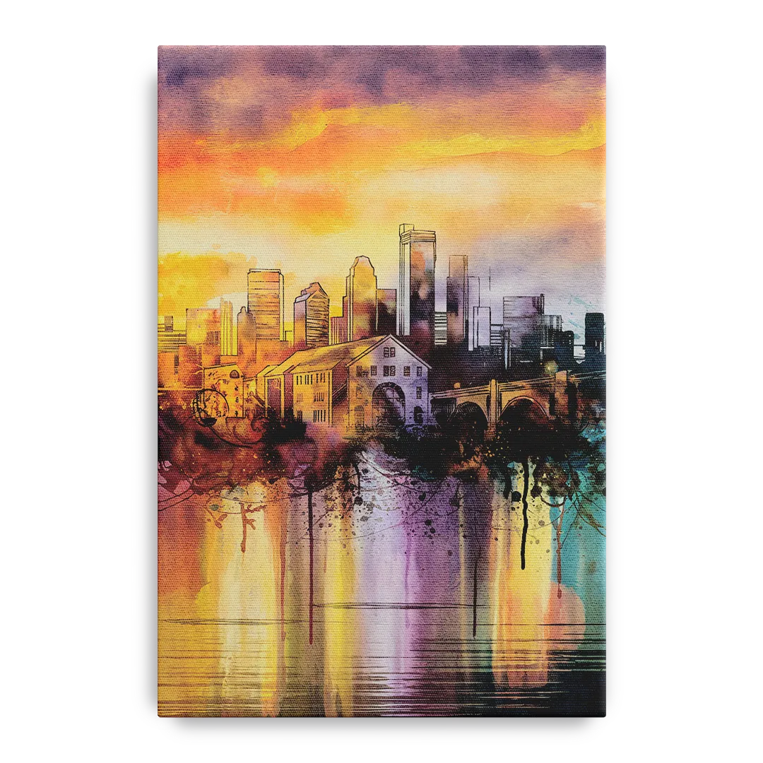 Minneapolis Historic Mill District Front - Canvas Wall Art