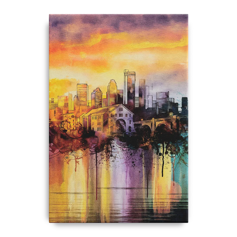 Minneapolis Historic Mill District Front - Canvas Wall Art