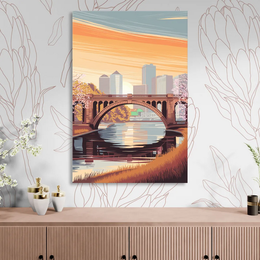 Minneapolis Iconic Stone Arch Bridge Living Room - Canvas Wall Art