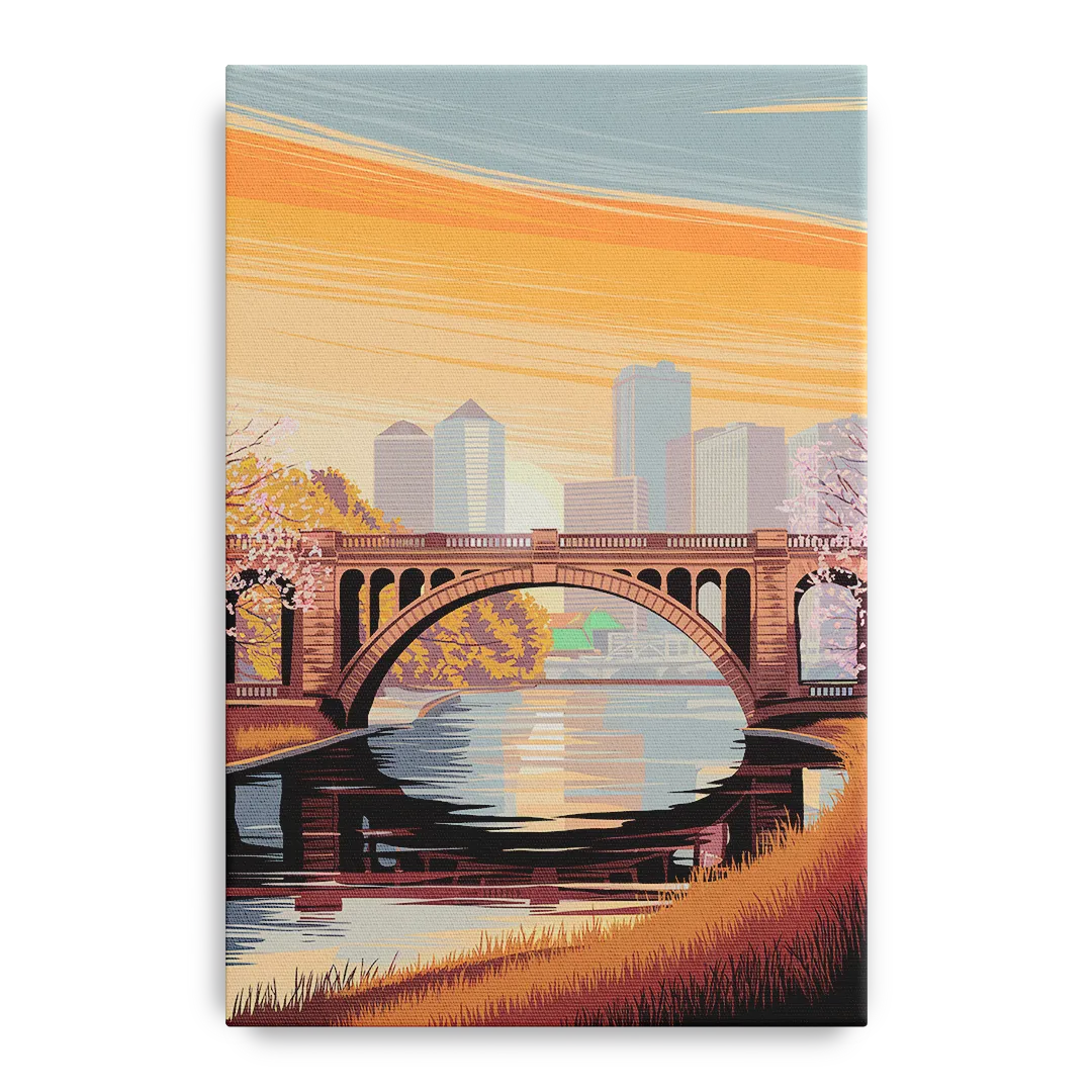Minneapolis Iconic Stone Arch Bridge Front - Canvas Wall Art