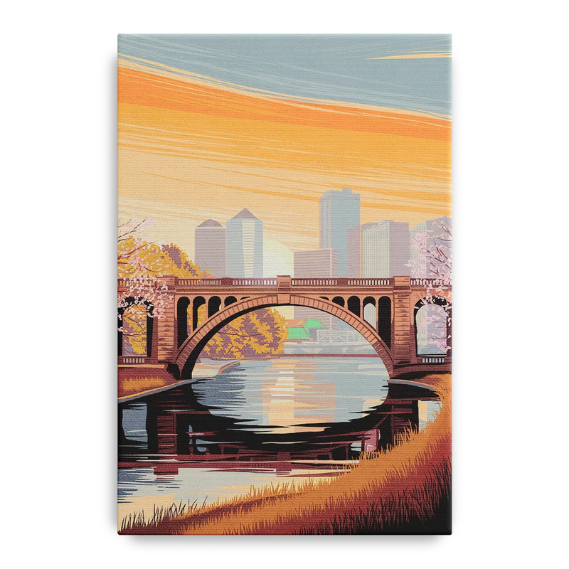 Minneapolis Iconic Stone Arch Bridge Front - Canvas Wall Art